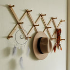 SKOLOO Hat Rack for Wall with 14 Hooks, Solid Wooden, Modern, Expandable Coat Rack Wall Mount for Coats, Hats, Bags, Baseball Caps, Natural Color - Image 4