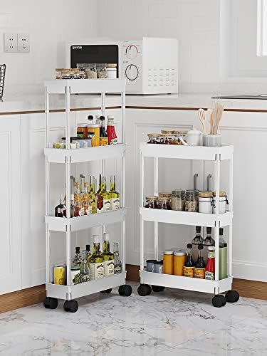 Sooyee 4 Tier Slim Rolling Cart, Utility Storage Cart with Wheels,White - Image 4
