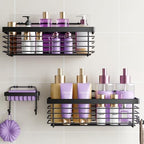 ODesign Shower Shelves Adhesive 3 Pack Stainless Steel Storage Shelve-Black by ODesign