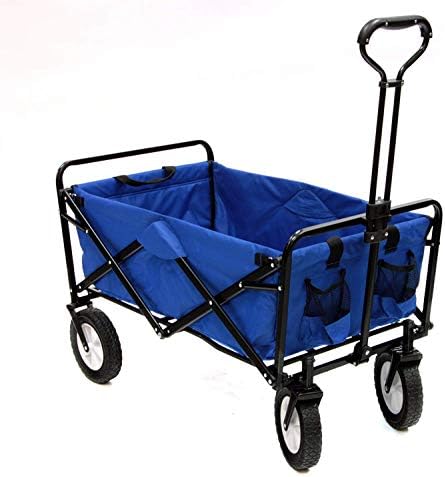 Mac Sports Heavy Duty Steel Frame Collapsible Folding 150 Pound Capacity Outdoor Camping Garden Utility Wagon Yard Cart, Blue - Image 2