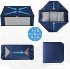 HomeHacks 3-Pack Clothes Organizer Storage Bags, 35L Storage Bins, Blue | Foldable Storage Box Container with Zippers, Clear Window, Reinforced Handles for Closet, Dorm, Pillows, Bedding, Sweater - Image 3