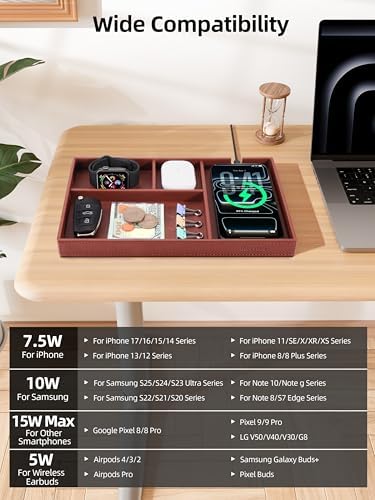 Valet Tray, Built in Wireless Charger, Nightstand Organizer - Image 3