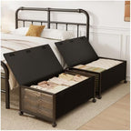 Fokyfok 2Pack Under Bed Storage Containers,12 inch Height,31 inch Long | Under Bed Shoe Storage,Underbed Storage with Wheels,Large Rolling under bed Clothes Storage Drawers,Lid,Dorm Tall,Black by Fokyfok