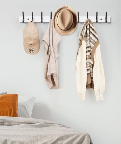 Optish Coat Rack Wall Mount, 16.5 Inches Wood Coat Hooks Wall Mount, Wall Coat Rack with 5 Hooks, Hat Rack Wall Hooks for Hanging Coat, Bag, Towel (1Pack, White) - Image 5