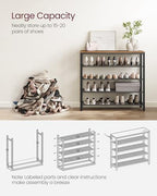 VASAGLE 5-Tier Shoe Rack, 16-20 Pairs, Metal Mesh - Image 5