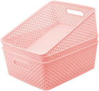 MaxGear 3 Pack Plastic Storage Baskets, Large, Pink by MaxGear