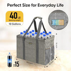BALEINE Extra Large Utility Tote Bag with Reinforced Wire Frame, Reusable Grocery Bag for Shopping, Picnic (Beige, 16.5''x14''x10'') - Image 4
