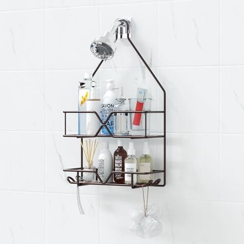 TreeLen Shower Caddy over Shower Head Hanging Bathroom Caddy for Bathroom Organizer 4 Hooks Shampoo Holder-Bronze by TreeLen