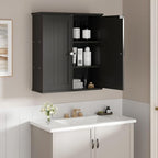 Shintenchi Bathroom Wall Medicine Cabinet, Over The Toilet Storage, Black - Image 4