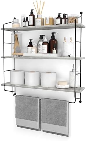 Sorbus 3-Tier Floating Shelves for Wall, Bathroom Storage & Decor (Gray) by Sorbus