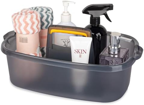 Large Cleaning Supplies Caddy Portable Shower Caddy Basket Clear Grey by JiatuA