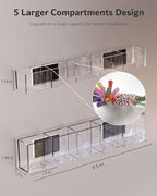Magnetic Acrylic Straw Holder for Fridge - 5 Slot Sturdy Kitchen Organizer, Adhesive-Free Refrigerator Storage for Metal, Glass, Silicone Straws & Utensils (Separate unit Clear-Magnetic Type-5C) - Image 2