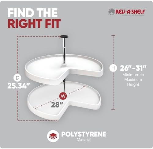 Rev-A-Shelf 28" Kidney Shaped Dual Tier Lazy Susan for Corner Base Cabinets - Image 3