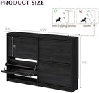 Shoe Cabinet with 4 Flip Drawers, Modern Narrow Shoe Storage Cabinet Organizer with Adjustable Shelf, Hidden Freestanding Shoe Rack for Entryway, Hallway, Living Room, Black - Image 2