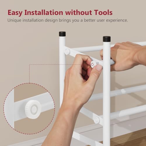 Tajsoon Expandable Shoe Rack for Closet 2 Tier, 28“-41“Stackable, White - Image 5