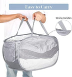 3 Pack Collapsible Laundry Baskets, Foldable Laundry Basket with Pocket, Mesh Pop Up Hampers, Reinforced Handles Dirty Clothes Hamper for Laundry, Bedroom, Bathroom, Dorm, Travel or Camping Grey - Image 6