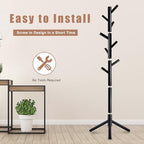 8-Hook Freestanding Coat Rack 3 Adjustable Heights Sturdy Black - Image 6