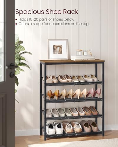VASAGLE 5-Tier Shoe Rack, Adjustable, Freestanding - Image 4