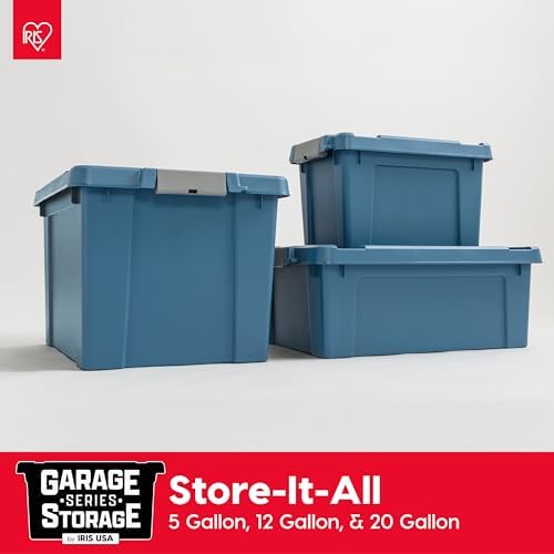 IRIS USA 4-Pack 12 Gal Heavy Duty Lockable Storage Totes with lids, Navy - Image 3