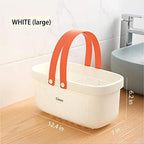 JiatuA Plastic Storage Basket with Handle Portable Shower Caddy Tote Organizer Basket Bin for Bathroom Kitchen Dorm Room Bedroom, White - Image 6