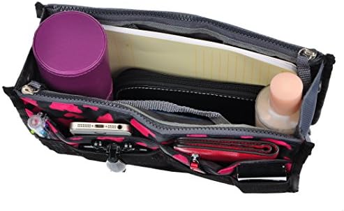 Vercord Purse Organizer Insert for Handbags Bag Organizers Inside Tote Pocketbook Women Nurse Nylon 13 Pockets Rose Heart Large - Image 6