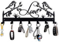 Metal Key Holder, Wall Mounted Key Hooks, Key Holder for Wall, Key Organizer Rack with 7 Hooks, Key Hanger Decor for Kitchen, Entryway, Hallway, Bedroom, Doorway (Birds 12IN) by CatTerranM
