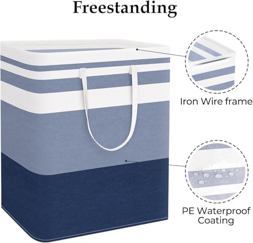 StorageRight Laundry Basket Hamper, 125L Collapsible Clothes Storage, Blue - Image 4