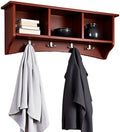 Shaker Cottage Wall-Mounted Coat Rack with 3 Storage Cubbies and 4 Hooks – 36" Space-Saving Entryway Organizer, Mudroom and Hallway Wall Shelf by Alaterre Furniture (Cherry Finish) by AlaterreFurniture