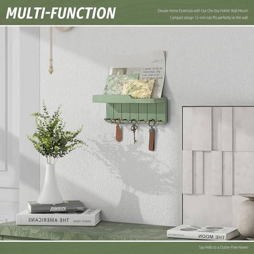 Rebee Vision Key Holder Wall Mount with 7 Hooks for Home Decor, Green - Image 4