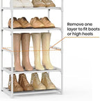 Metal Shoe Rack Organizer 10 Tiers, 20-24 Pairs Narrow Tall Shoe Racks for Closets Entryway - Vertical Boots Organizer Storage - Sturdy Shoe Shelf Cabinet White - Image 5