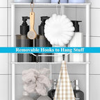 HuggieGems Metal Floor Standing Corner Shower Caddy, White, 3 Tier - Image 5