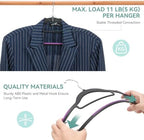 Tonswachic Pack of 50 Coat Hangers, Space-Saving Plastic Clothes Hangers, Non-Slip, 0.2 Inches Slim, 360° Swivel Silver Hook for Shirts, Pants, Suit & Wet/Dry Garments, Purple and Black - Image 5