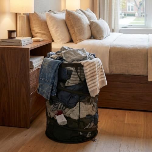 Household Essentials 2026 Pop-Up Collapsible Mesh Laundry Hamper | Black, 25" H - Image 5