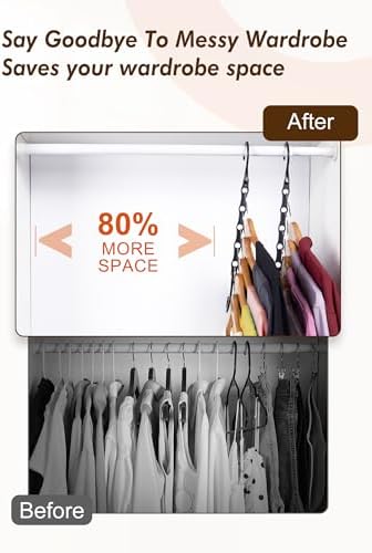 HOUSE DAY College Dorm Essentials 6 Pack, Multifunctional Closet Organizers | Back to School, Closet Organizers and Storage Magic Space Saving Hangers with 5 Holes, Storage Organization for Closet- Black - Image 3