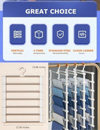 SEVEN LUCKY LIGHT 3Pcs Cloud Ladder Pants Hangers Space Saving for Closet - Image 4