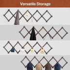 SCUNDA Rustic Wall Mounted Hat Rack with Space Saving Accordion Design, Expandable Hat Holder with 16 Wood Hooks, Modern Farmhouse Wall Hanger for Mug, Coat, Bags(Shabby Grey) - Image 4