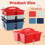 Kathfly 12 Pack Classroom Caddy Organizer with Handle, Plastic Art Craft Cleaning Caddy Bulk, Small Multipurpose Supply Organization Storage Basket for Table Desk Office Pencil Teacher (Blue Red) - Image 5