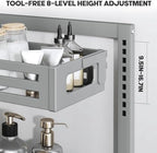 2 Pack 17IN-Depth Under Sink Organizer,Pull Out Cabinet Organizer With Smooth Cylindrical Rail,Metal Slide Out Drawer for Kitchen Bathroom Laundry,8-Level Tool Free Height Adjustable-Gun Gray - Image 4
