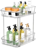 incostar 2 Tier Pull-Out Organizer for Bathroom Kitchen, Under Sink Storage with Dividers, Ideal for Cabinet, Cupboard Organization, Slide-Out Clear Storage, 1 Pack by INCOSTAR