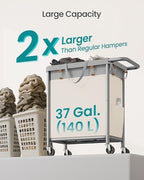 SONGMICS Laundry Basket with Wheels, 2-Section, 37.0 Gallons (140 L) - Image 3