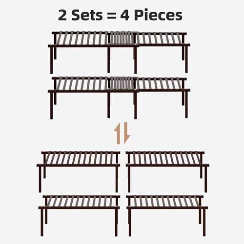 STORAGE MANIAC Expandable Cabinet Organizer Shelf, Set of 4, Brown - Image 6