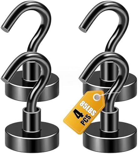 DIYMAG Magnetic Hooks, Strong Magents 4 Pack 85lbs for Cuise Cabins Black by DIYMAG