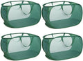 4 Pack Collapsible Laundry Baskets, Foldable Laundry Basket with Pocket, Durable Pop Up Hampers, Reinforced Handles Dirty Clothes Hamper for Laundry, Bedroom, Bathroom, Dorm, Travel or Camping Green by Bemkoo