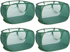 4 Pack Collapsible Laundry Baskets, Foldable Laundry Basket with Pocket, Durable Pop Up Hampers, Reinforced Handles Dirty Clothes Hamper for Laundry, Bedroom, Bathroom, Dorm, Travel or Camping Green by Bemkoo