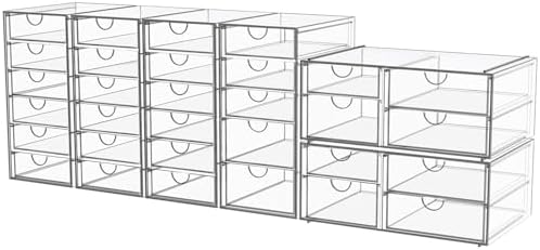 YFXCVSL 6-Pack Acrylic 31-Drawer Storage & Makeup Organizer for Desk by YFXCVSL