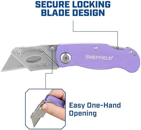 Sheffield Lock Back Utility Knife 3 Pack with 10 Utility Knife Blades - Image 5