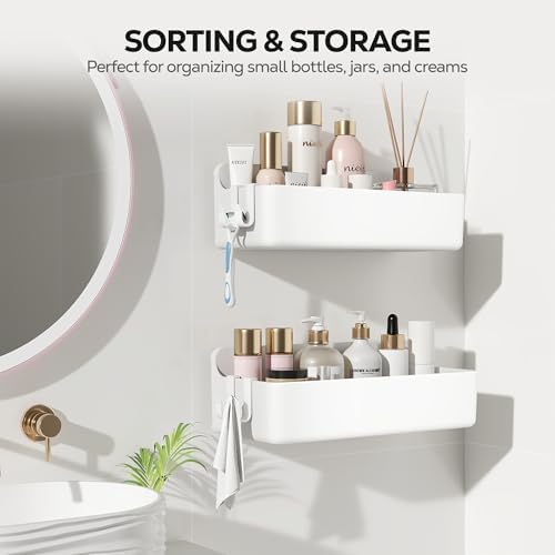 Nieifi Adhesive Shower Shelves, White, 2 Pieces - Image 3