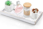 ALELION 13" White Bathroom Vanity Tray for Counter - Wood Decorative Tray for Toilet Tank Makeup Perfume Jewelry Catchall Table - Wooden Kitchen Countertop Organizer for Soap Dispenser by ALELION