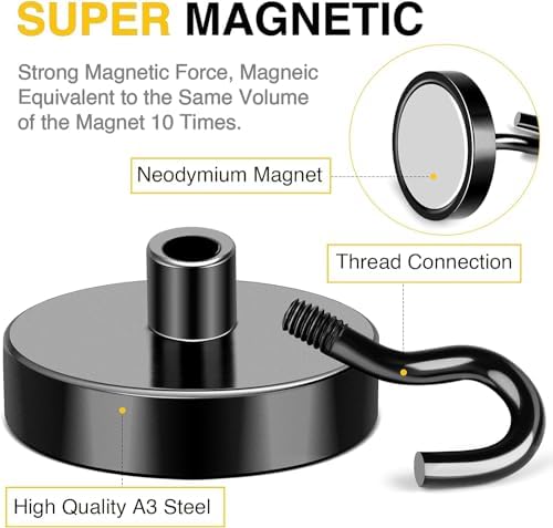 DIYMAG Magnetic Hooks 8pcs 120lbs Cruise Essentials 2026 Magnet Hook Black - Image 3