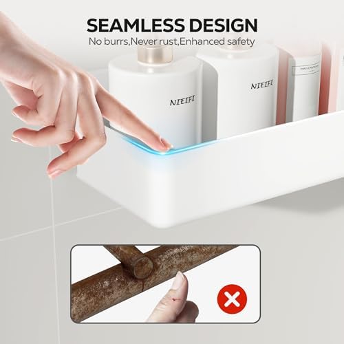 Nieifi Adhesive Shower Shelves, White, 4 Pieces - Image 3